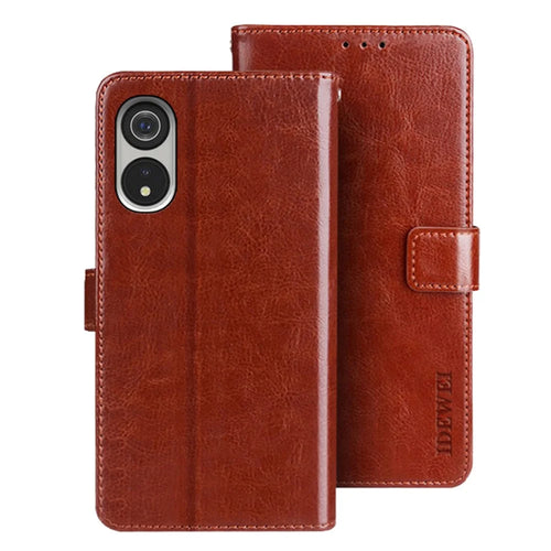 IDEWEI Phone Case for Cubot P60 , Wallet Crazy Horse Texture Stand Anti-Scratch Leather Cover Shell - Brown - 1