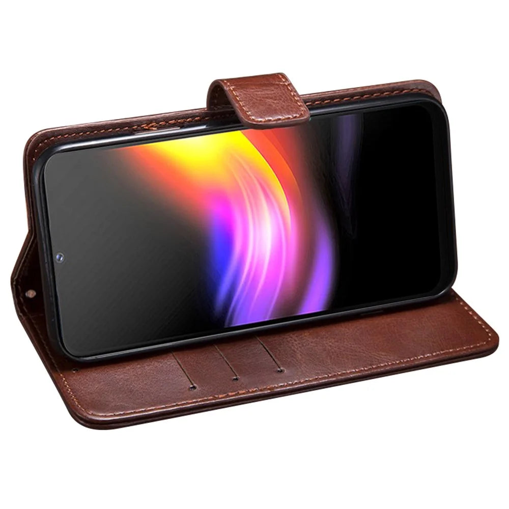 IDEWEI Phone Case for Cubot P60 , Wallet Crazy Horse Texture Stand Anti-Scratch Leather Cover Shell - Brown - 3