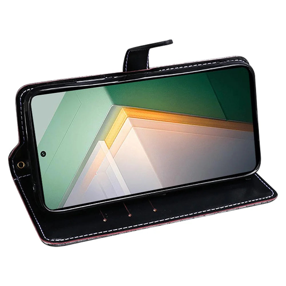 IDEWEI Stand Phone Cover For vivo Y78 5G / Y36 5G , Wallet Leather Phone Case Crocodile Texture Stand Shell - Black - 3