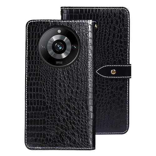 IDEWEI For Realme 11 Pro+ 5G / 11 Pro 5G Stand Phone Cover Wallet Phone Case Crocodile Texture Stand Leather Shell - Black - 1