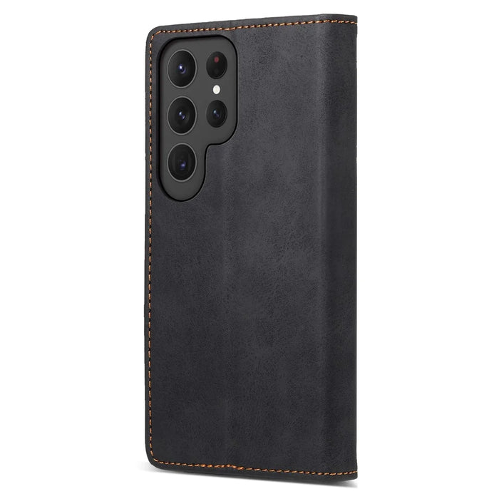 DF-05 Business Phone Case for Samsung Galaxy S23 Ultra , RFID Blocking Wallet PU Leather Stand Cover - Black - 7