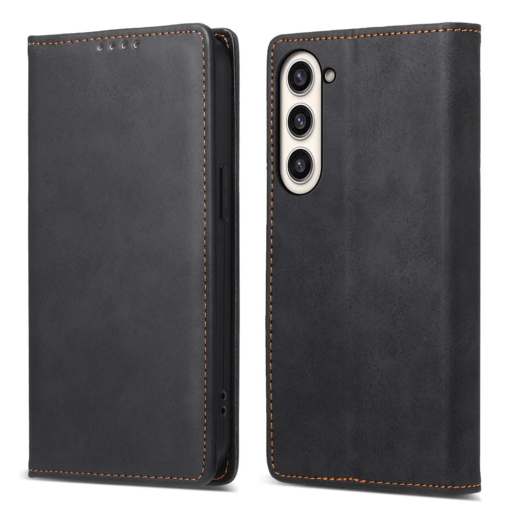 DF-05 Business Flip Case for Samsung Galaxy S23+ , RFID Blocking Wallet PU Leather Stand Phone Cover - Black - 1