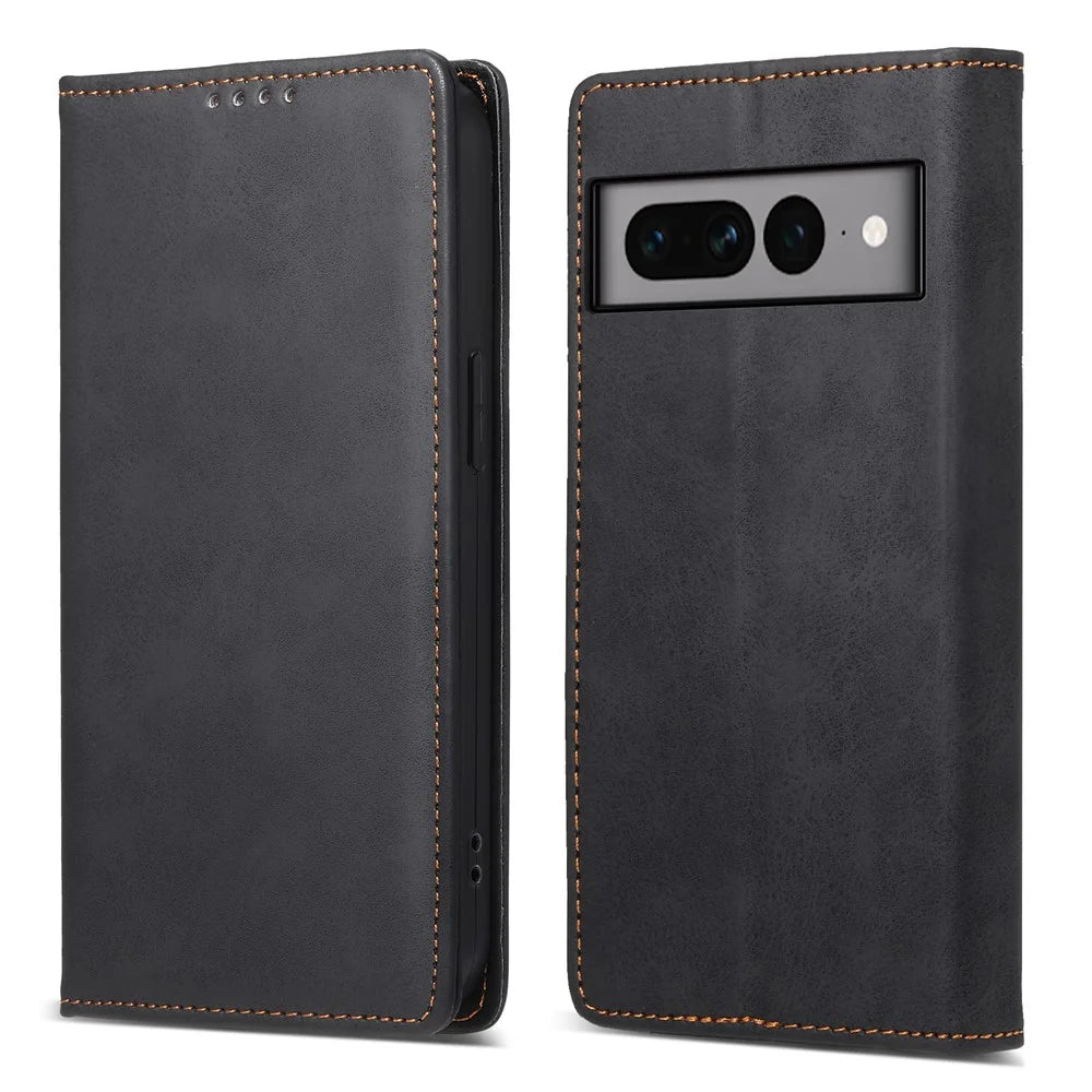 DF-05 For Google Pixel 7 Pro 5G Fully Wrapped Leather Phone Case RFID Blocking Wallet Stand Cover - Black - 1
