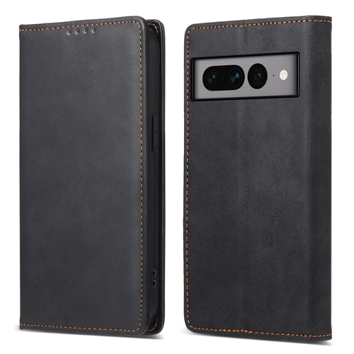 DF-05 For Google Pixel 7 Pro 5G Fully Wrapped Leather Phone Case RFID Blocking Wallet Stand Cover - Black - 1