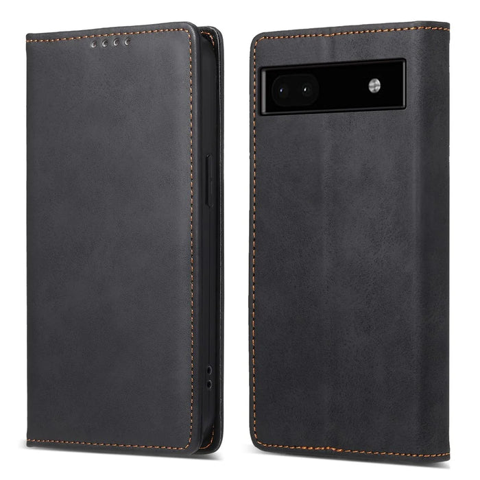 DF-05 For Google Pixel 6a PU Leather Shockproof Phone Case RFID Blocking Wallet Stand Cover - Black - 1