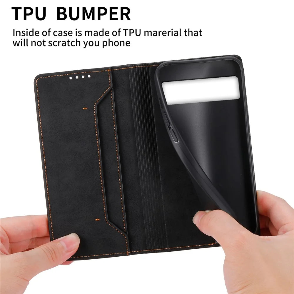 DF-05 For Google Pixel 7 5G RFID Blocking Wallet Stand Cover PU Leather Shockproof Phone Case - Black - 6