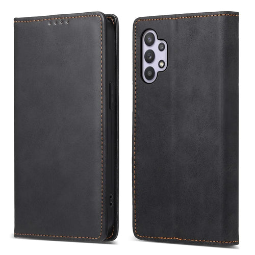 DF-05 PU Leather Phone Case for Samsung Galaxy A32 5G / M32 5G Stand RFID Blocking Business Wallet Flip Cover - Black - 1