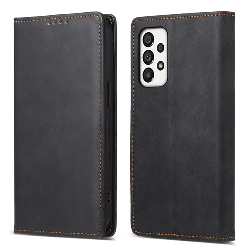 DF-05 for Samsung Galaxy A73 5G PU Leather RFID Blocking Case Wallet Stand Business Phone Cover - Black - 1