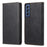 DF-05 for Samsung Galaxy S21 FE 5G PU Leather Business Case Stand RFID Blocking Wallet Phone Cover - Black - 1