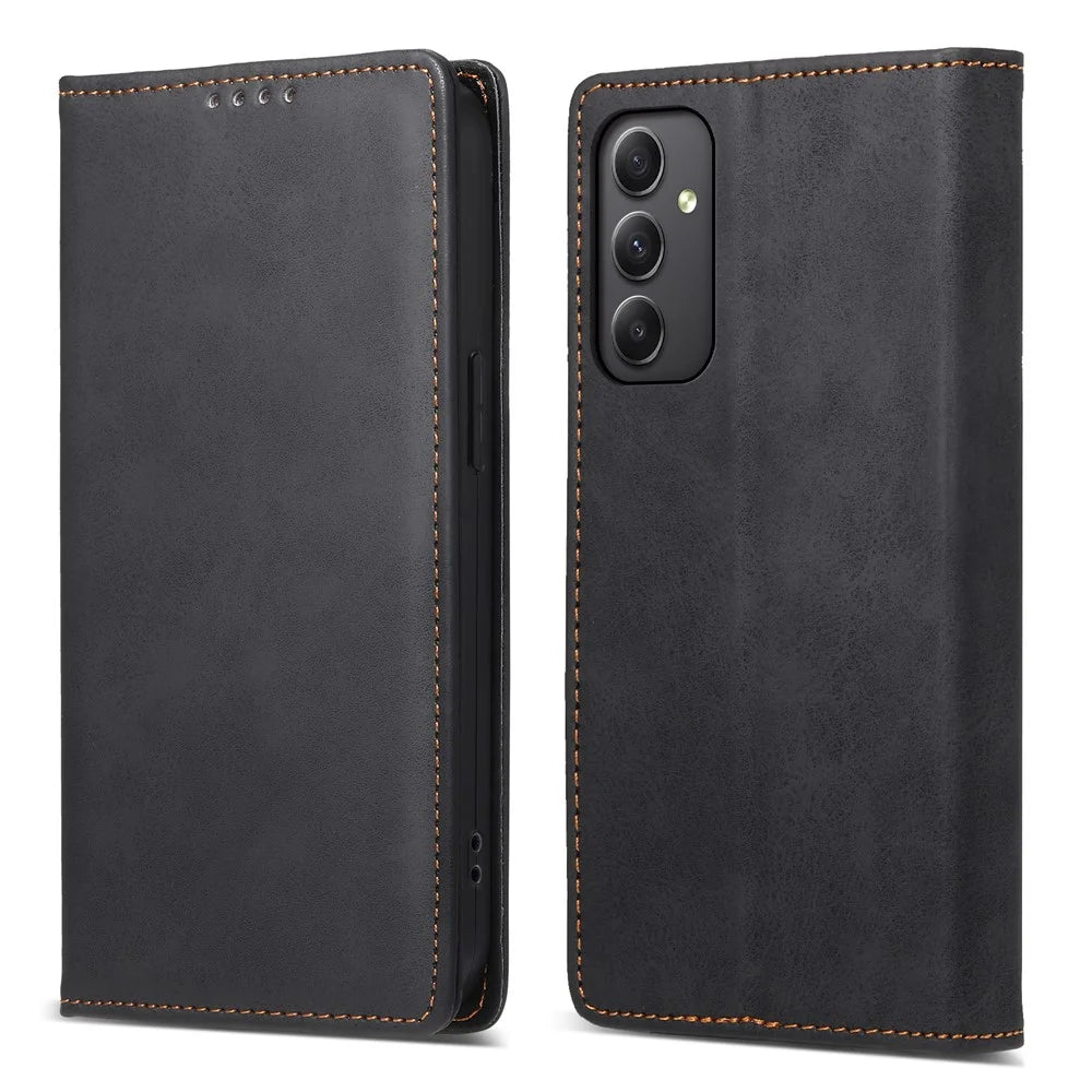 DF-05 Business Phone Case for Samsung Galaxy A34 5G , PU Leather Stand RFID Blocking Wallet Cover - Black - 1