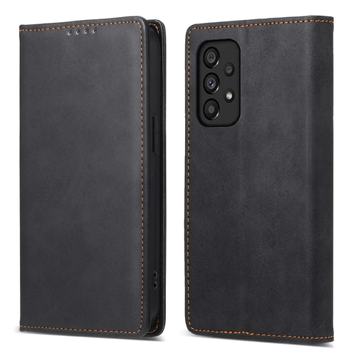 DF-05 For Samsung Galaxy A53 5G RFID Blocking PU Leather Phone Case Stand Wallet Cover - Black - 1