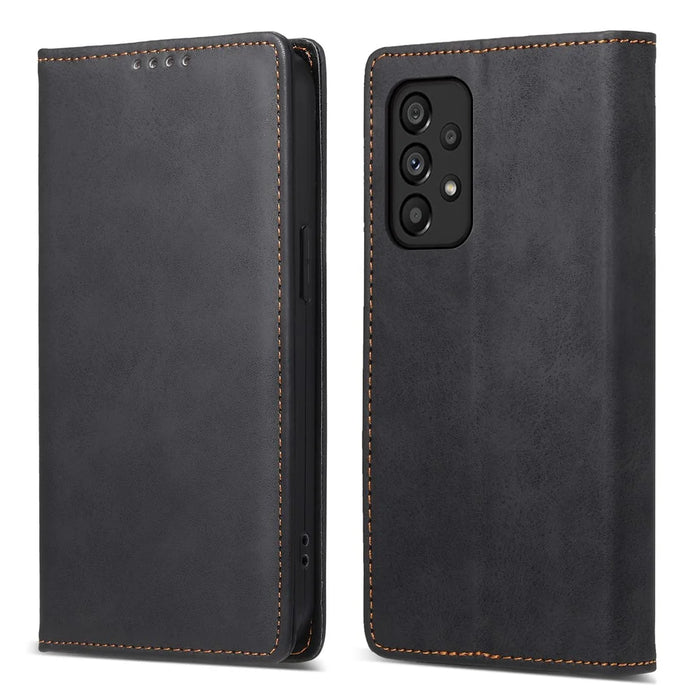 DF-05 For Samsung Galaxy A53 5G RFID Blocking PU Leather Phone Case Stand Wallet Cover - Black - 1