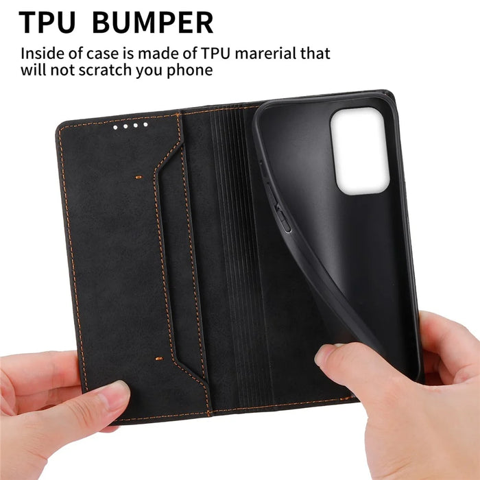 DF-05 For Samsung Galaxy A53 5G RFID Blocking PU Leather Phone Case Stand Wallet Cover - Black - 6