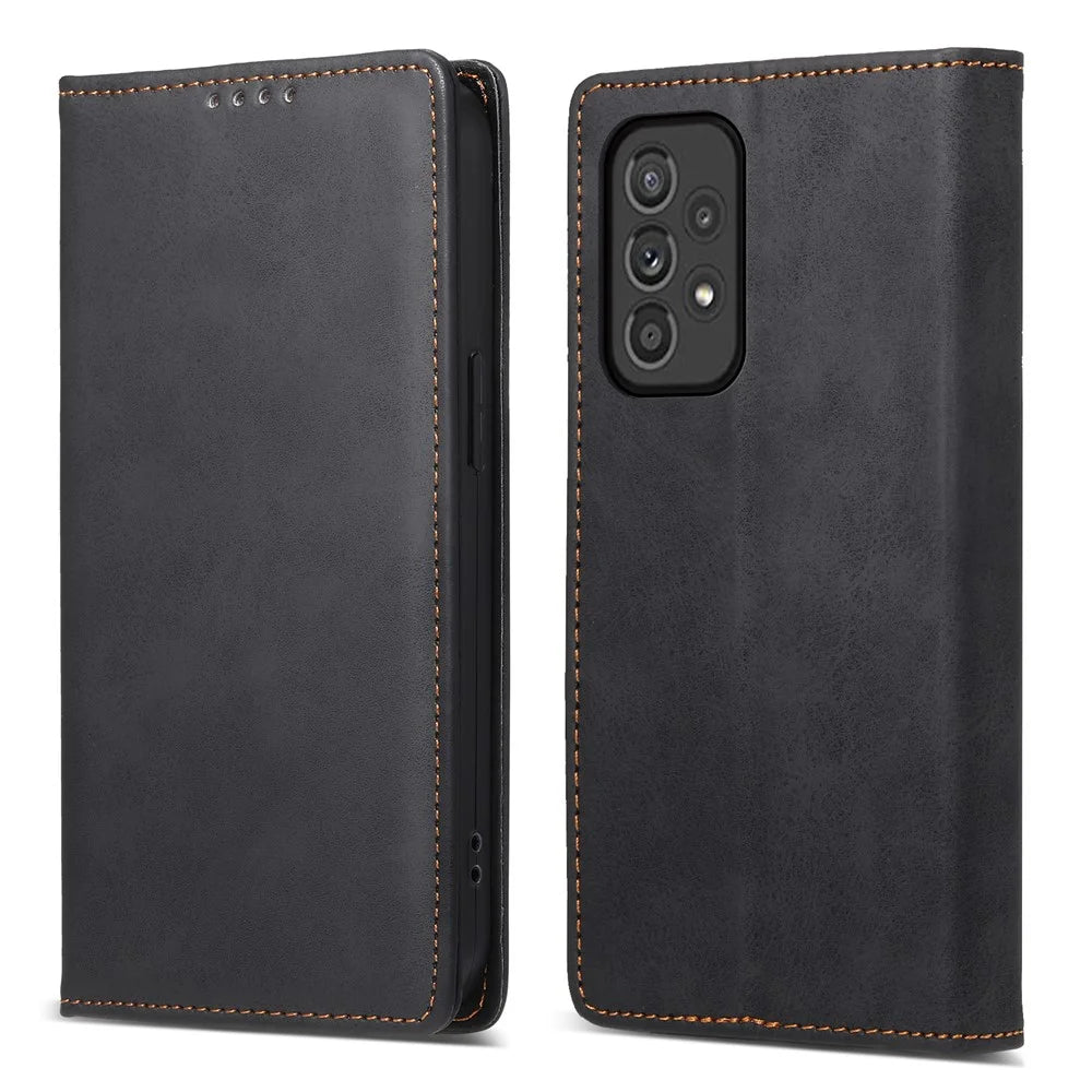 DF-05 For Samsung Galaxy A33 5G PU Leather Case Stand Wallet Phone Cover with RFID Blocking - Black - 1