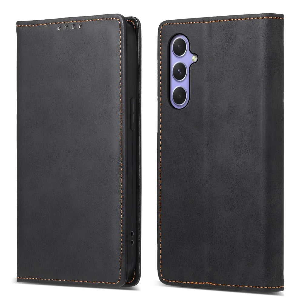 DF-05 For Samsung Galaxy A54 5G RFID Blocking Stand Phone Case Wallet Anti-drop Leather Cover - Black - 1