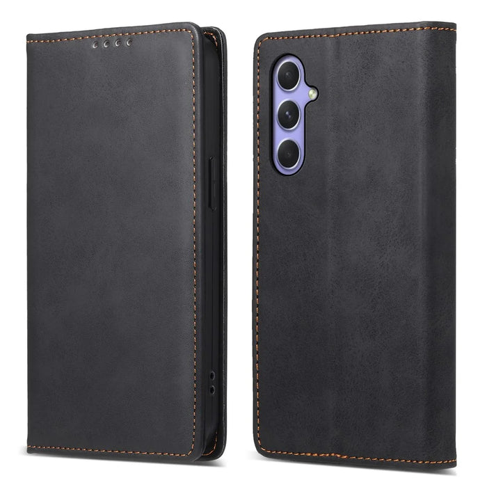 DF-05 For Samsung Galaxy A54 5G RFID Blocking Stand Phone Case Wallet Anti-drop Leather Cover - Black - 1