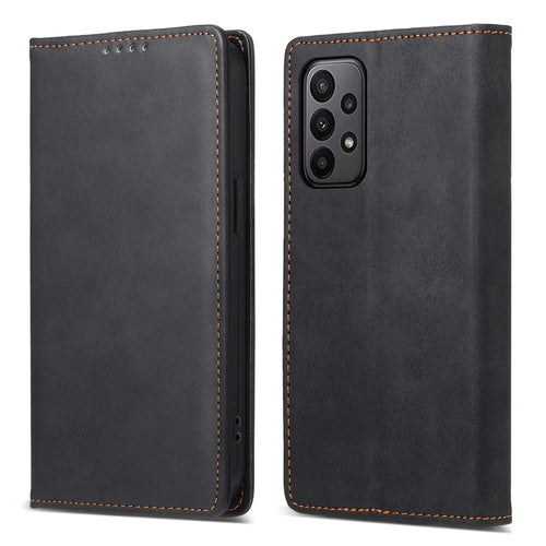 DF-05 For Samsung Galaxy A23 5G (Global Version) / A23 4G Wallet Phone Leather Case RFID Blocking Stand Phone Cover - Black - 1