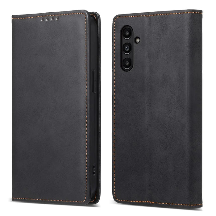 DF-05 For Samsung Galaxy A14 4G / 5G PU Leather Case RFID Blocking Phone Cover with Stand Wallet - Black - 1