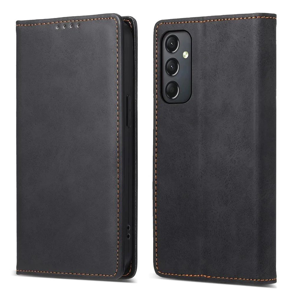 DF-05 For Samsung Galaxy A24 4G (162.1 x 77.6 x 8.3mm) RFID Blocking Phone Case PU Leather + TPU Stand Wallet Cover - Black - 1