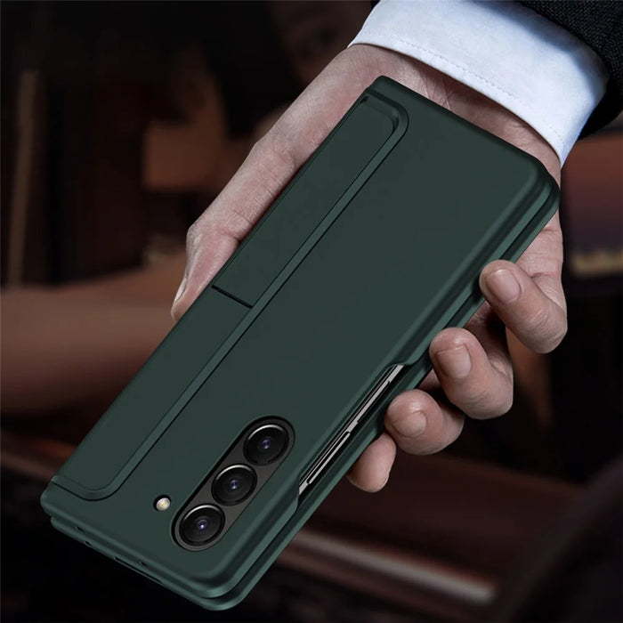 For Samsung Galaxy Z Fold5 5G Rubberized Phone Cover  Kickstand Hard PC Phone Case with Pen and Pen Holder - Green - 3