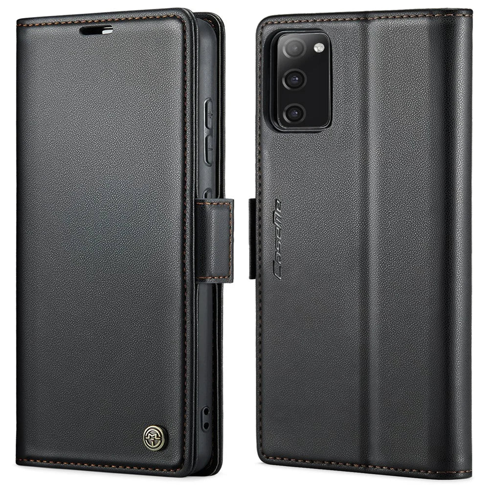 For Samsung Galaxy S20 FE / S20 FE 5G / S20 FE 2022 / S20 Lite Leather Case CASEME 023 RFID Blocking 3 Card Slot Mobile Cover - Black - 1