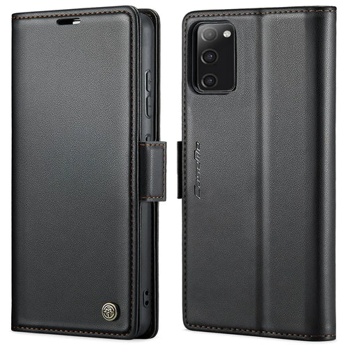 For Samsung Galaxy S20 FE / S20 FE 5G / S20 FE 2022 / S20 Lite Leather Case CASEME 023 RFID Blocking 3 Card Slot Mobile Cover - Black - 1