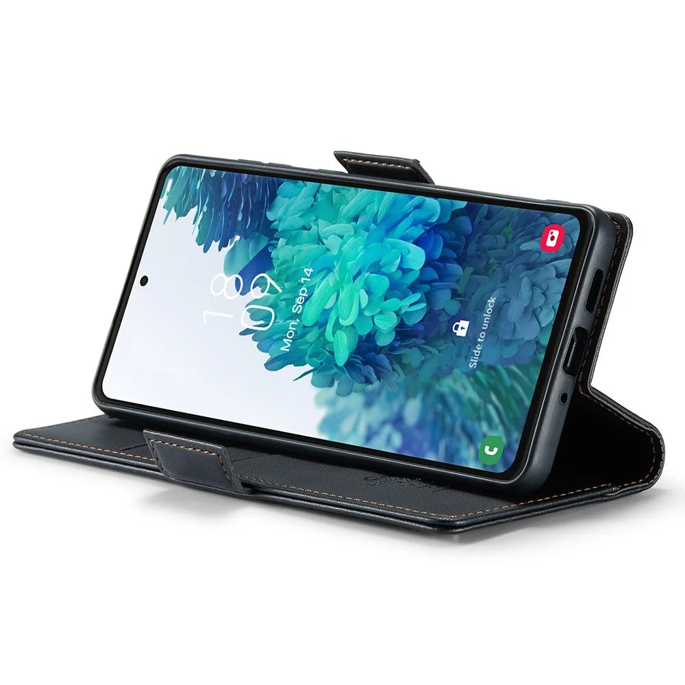 For Samsung Galaxy S20 FE / S20 FE 5G / S20 FE 2022 / S20 Lite Leather Case CASEME 023 RFID Blocking 3 Card Slot Mobile Cover - Black - 4