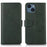 For iPhone 15 Plus Shockproof Wallet Phone Stand Case PU Leather Cowhide Texture Cover - Green - 1