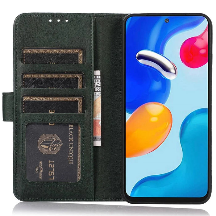 For iPhone 15 Plus Shockproof Wallet Phone Stand Case PU Leather Cowhide Texture Cover - Green - 2