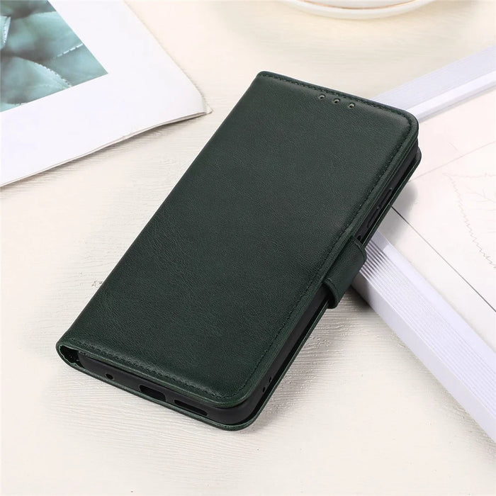 For iPhone 15 Plus Shockproof Wallet Phone Stand Case PU Leather Cowhide Texture Cover - Green - 6