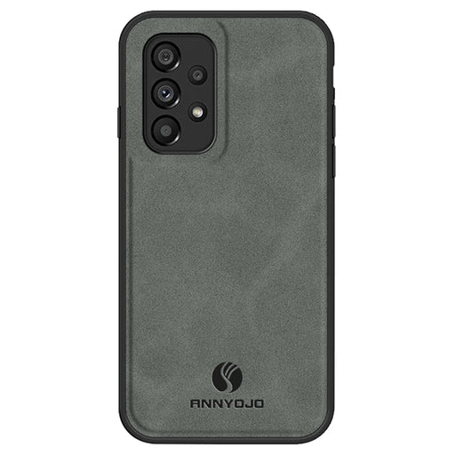 ANNYOJO For Samsung Galaxy A53 5G PU Leather Coated PC+TPU Cover Anti-scratch Phone Case - Grey - 1