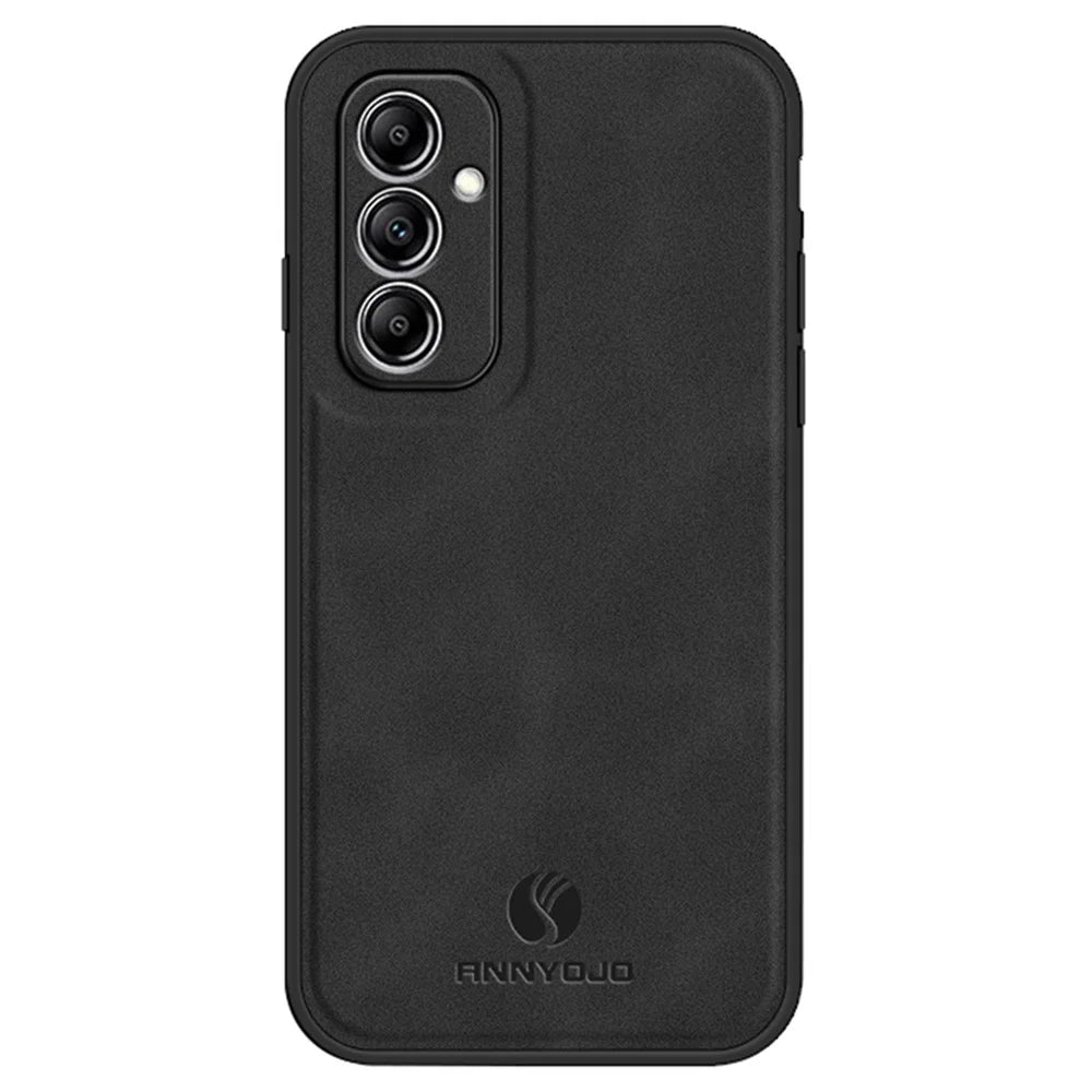 ANNYOJO For Samsung Galaxy A14 5G / A14 4G PU Leather+PC+TPU Anti-drop Case Magnetic Car Mount Phone Cover - Black - 1