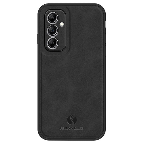 ANNYOJO For Samsung Galaxy A14 5G / A14 4G PU Leather+PC+TPU Anti-drop Case Magnetic Car Mount Phone Cover - Black - 1