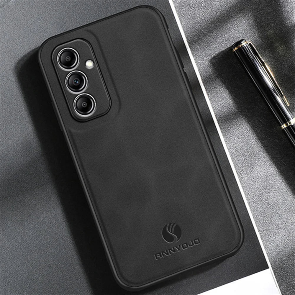ANNYOJO For Samsung Galaxy A14 5G / A14 4G PU Leather+PC+TPU Anti-drop Case Magnetic Car Mount Phone Cover - Black - 2