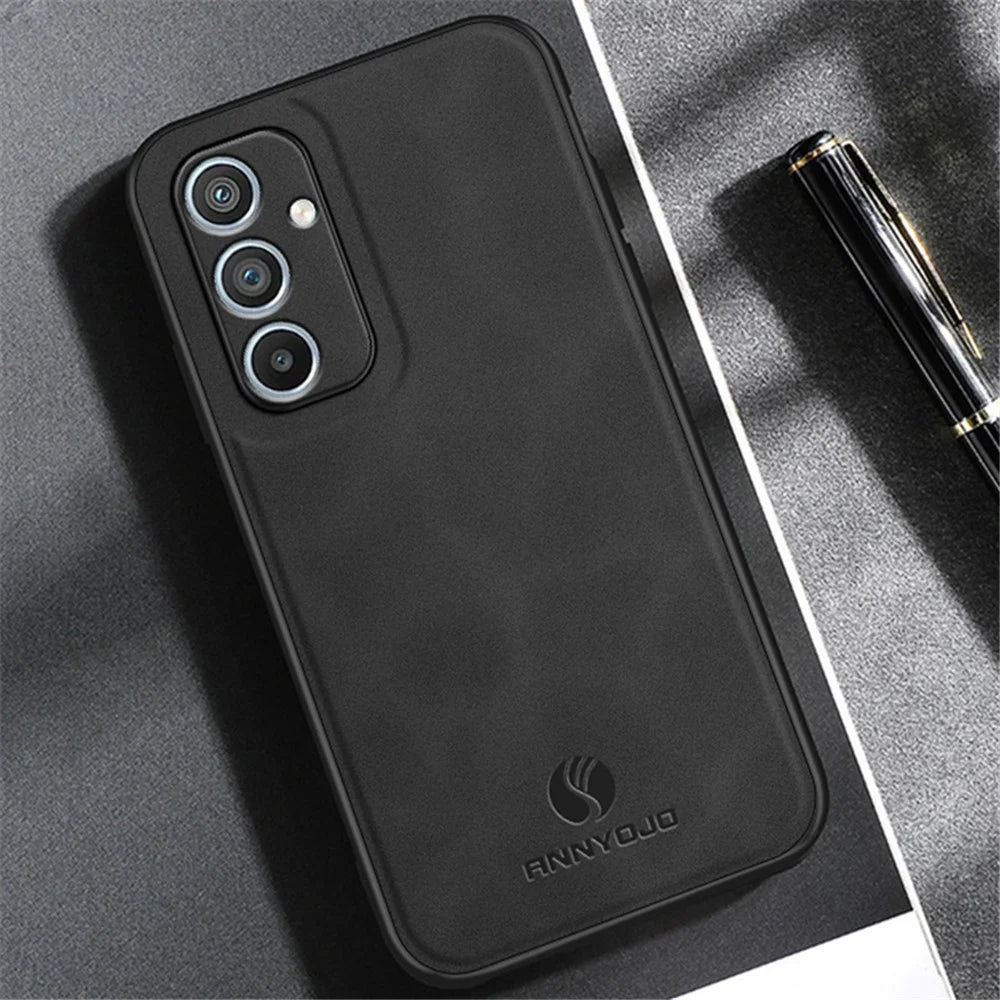 ANNYOJO For Samsung Galaxy A54 5G Phone Case PU Leather+PC+TPU Cover with Car Magnetic Holder Metal Sheet - Coffee - 4