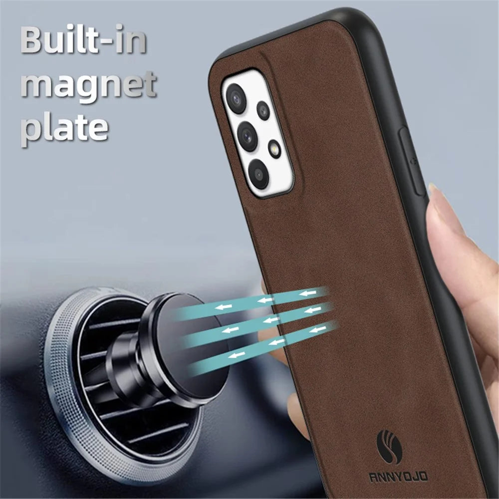 ANNYOJO For Samsung Galaxy A32 5G / M32 5G PU Leather+PC+TPU Back Cover Drop-proof Phone Case - Black - 3