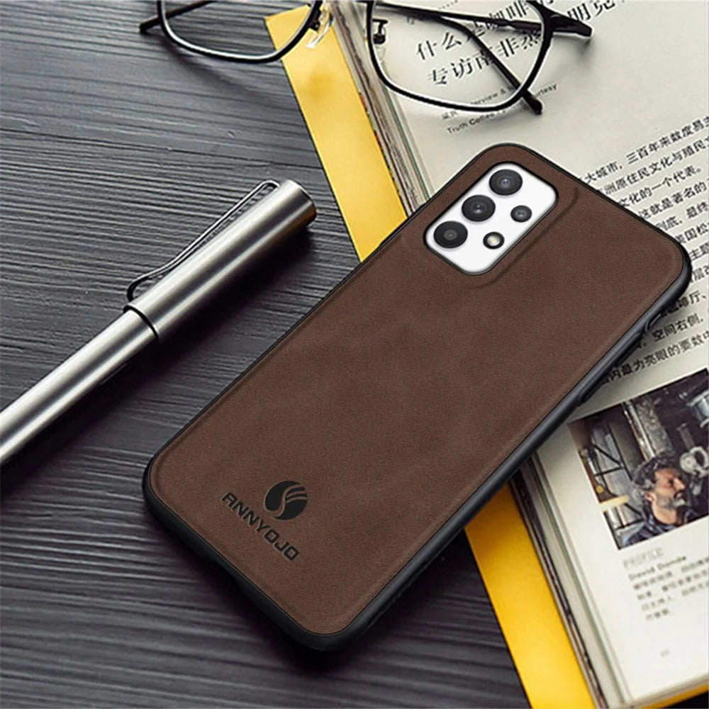 ANNYOJO For Samsung Galaxy A32 5G / M32 5G PU Leather+PC+TPU Back Cover Drop-proof Phone Case - Black - 5