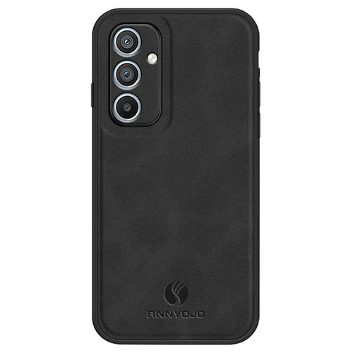 ANNYOJO For Samsung Galaxy A34 5G Phone Cover PU Leather Coated PC+TPU Case Support Magnetic Car Mount - Black - 1