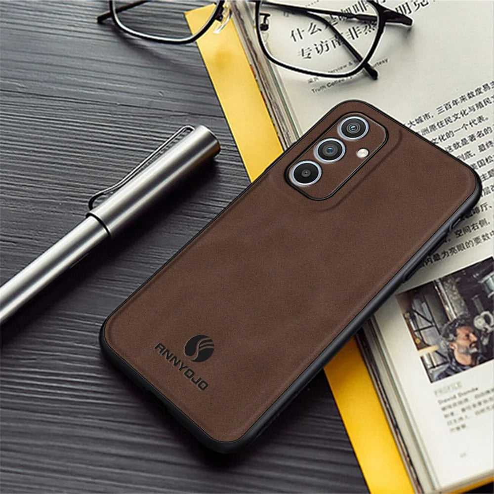 ANNYOJO For Samsung Galaxy A34 5G Phone Cover PU Leather Coated PC+TPU Case Support Magnetic Car Mount - Black - 3