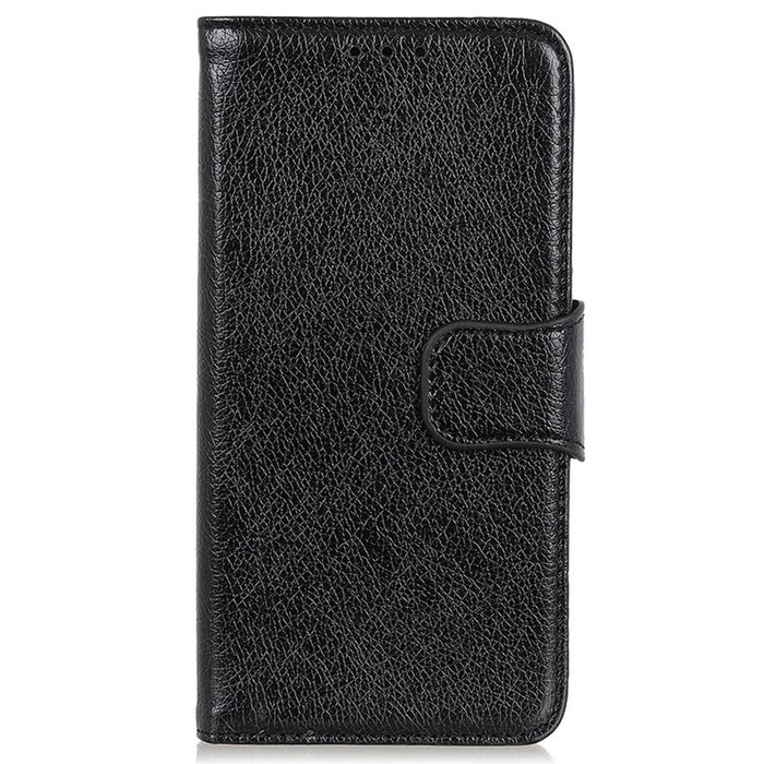 For iPhone 15 Pro Split Leather Phone Case Nappa Texture Shockproof Cover with Stand Wallet - Black - 7