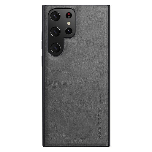 X-LEVEL Phone Case for Samsung Galaxy S23 Ultra , Bojue-3 Series PU Leather Coated TPU Back Cover - Grey - 1