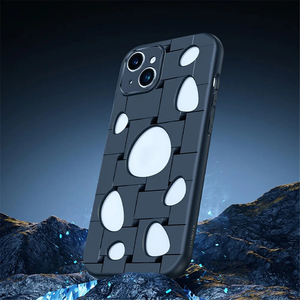 XUNDD Phone Case for iPhone 14 Plus Soft TPU Heat Dissipation Holes Drop-proof Back Cover - Black - 1
