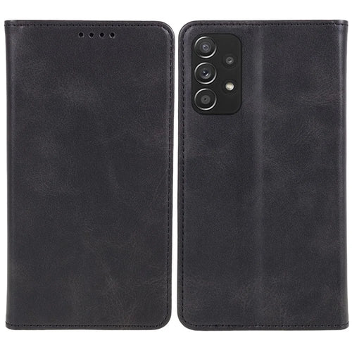 For Samsung Galaxy A32 5G / M32 5G Wallet PU Leather Phone Cover Calf Texture Stand Phone Case - Black - 1