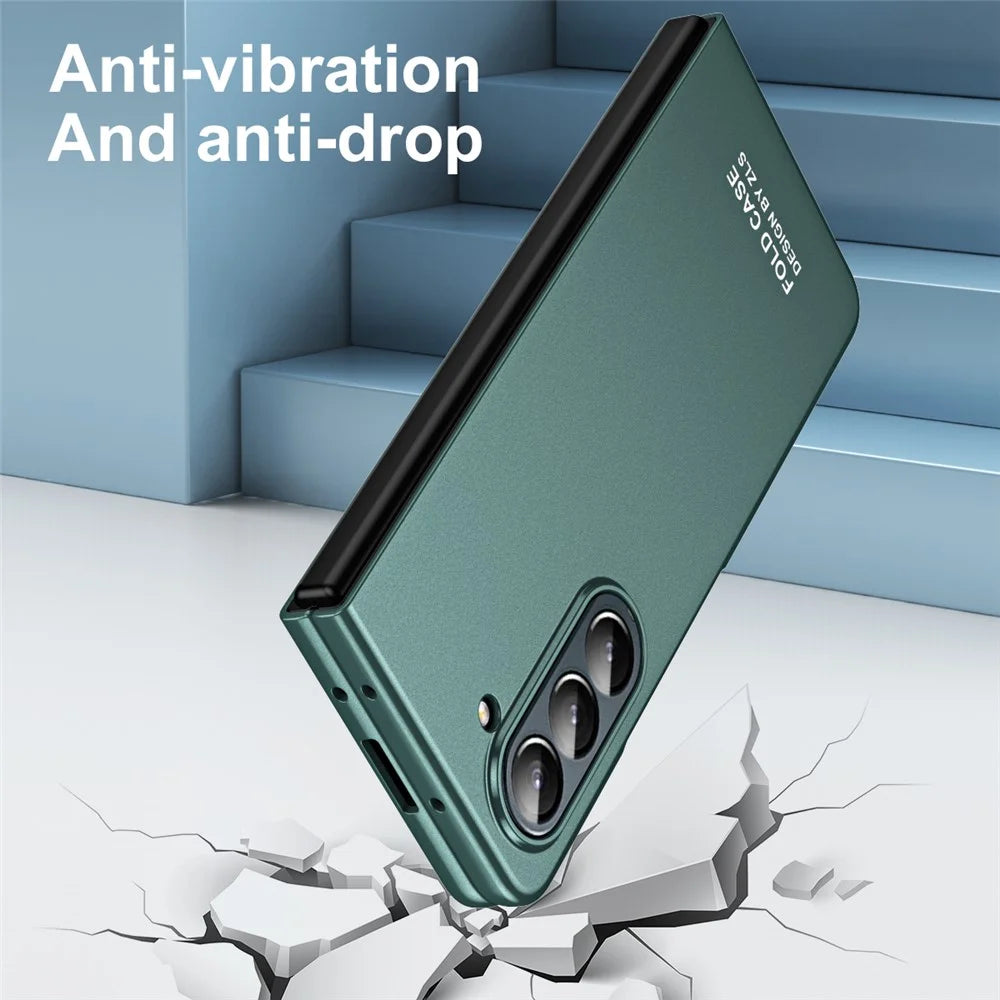 For Samsung Galaxy Z Fold5 5G Phone Case Hard PC Scratch Resistant Cover with Tempered Glass Film - Green - 6