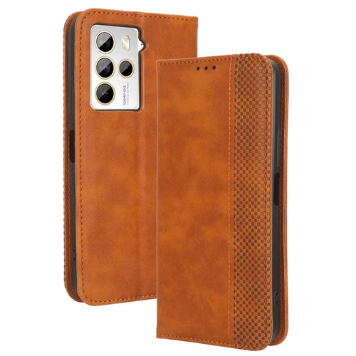 For HTC U23 Pro 5G Shockproof Phone Shell PU Leather Retro Phone Case Shockproof Stand Wallet Cover - Brown - 1