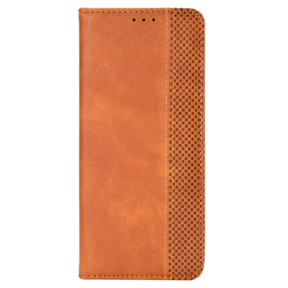 For HTC U23 Pro 5G Shockproof Phone Shell PU Leather Retro Phone Case Shockproof Stand Wallet Cover - Brown - 5