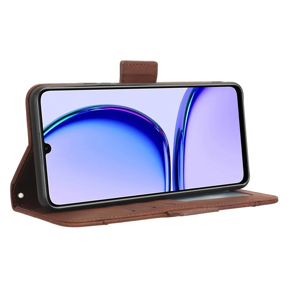 For Realme C53 (Global) / C53 (India) / C51 / Note 50 4G / Narzo N53 4G Multiple Card Slots Phone Cover PU Leather Case with Stand Wallet - Brown - 4