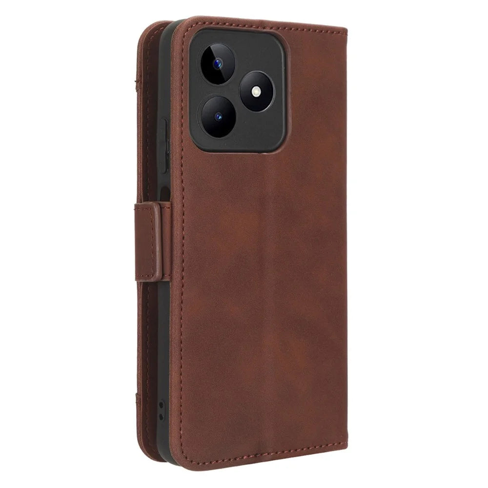 For Realme C53 (Global) / C53 (India) / C51 / Note 50 4G / Narzo N53 4G Multiple Card Slots Phone Cover PU Leather Case with Stand Wallet - Brown - 7