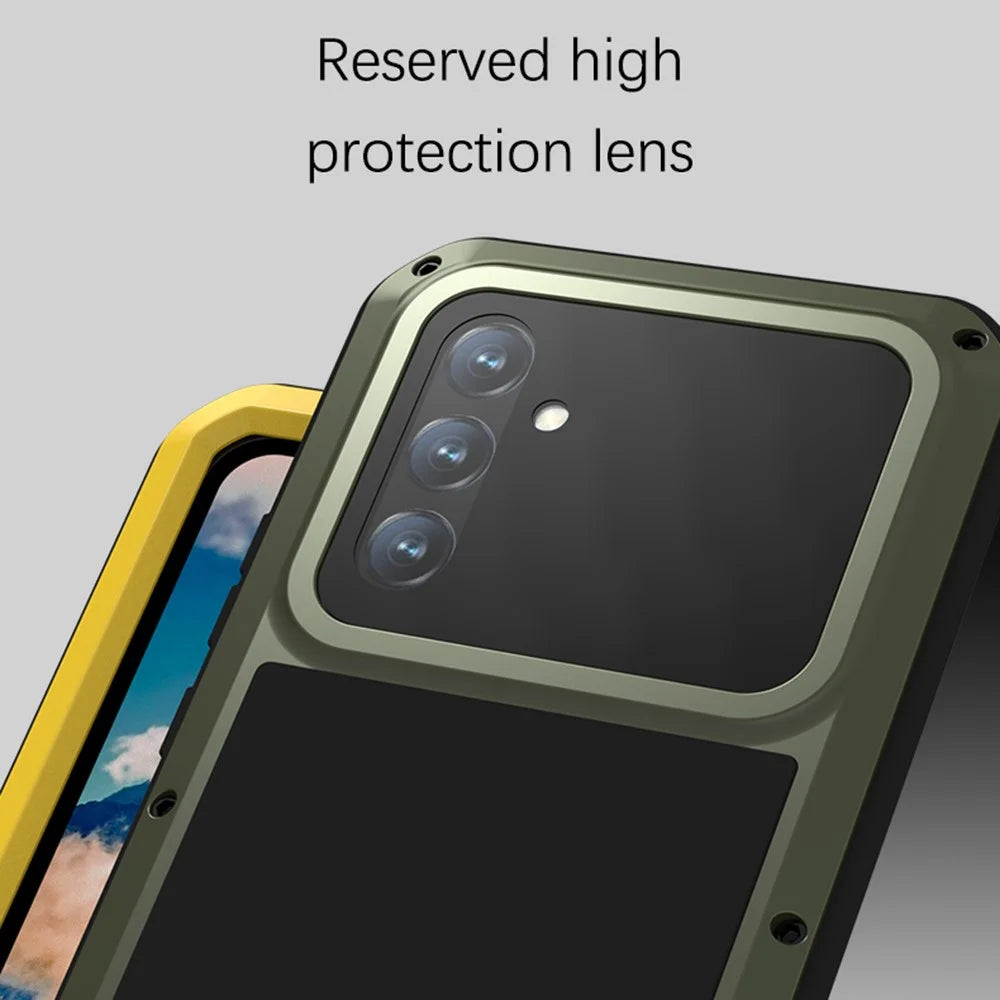 LOVE MEI For Samsung Galaxy A54 5G Metal + Silicone Phone Case with Tempered Glass Film Full Body Protective Cover - Black - 3