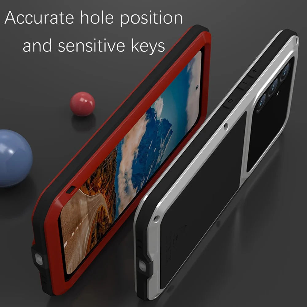LOVE MEI For Samsung Galaxy A54 5G Metal + Silicone Phone Case with Tempered Glass Film Full Body Protective Cover - Black - 4